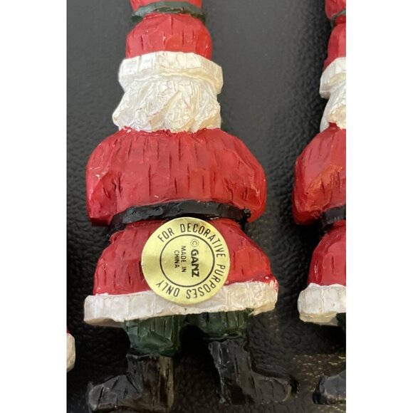 Ganz Resin Santas Christmas Ornaments Long Spiral Hat‎ Wood Style Set Of 4 - Picture 3 of 4